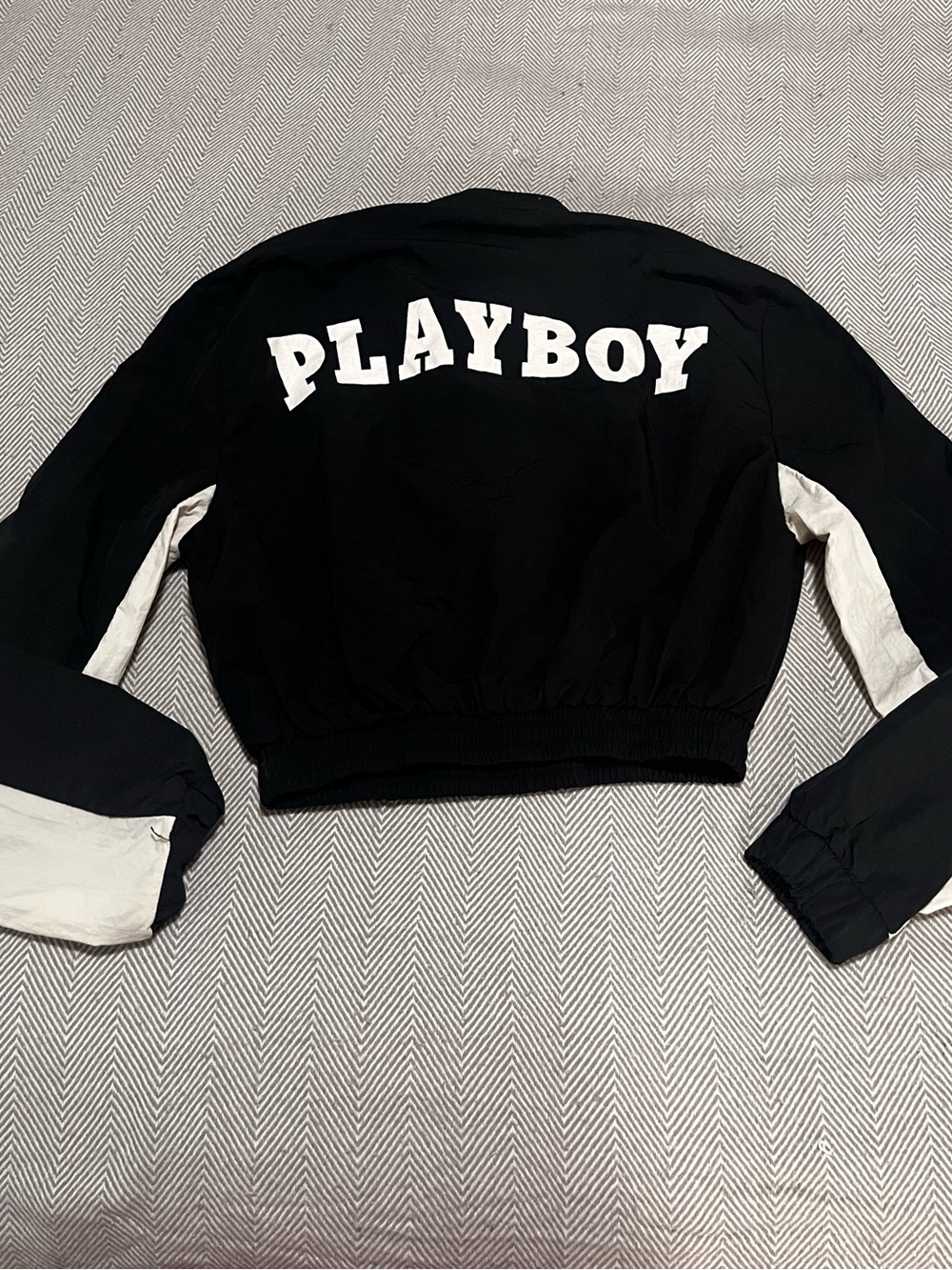 Playboy x Missguided Women’s Black/White Half Zip Logo windbreaker